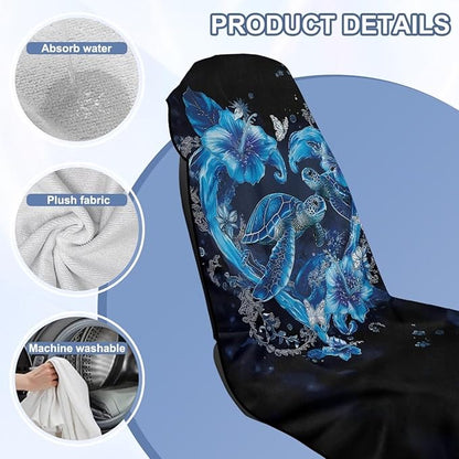 Bulopur Sea Turtle Car Seat Towel Cover After Gym Workout Beach Swimming Heart Print Sweating Car Seat Cover Fits for Cars SUV Sedan Truck Front Seats