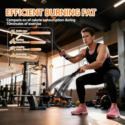 Soulyis Adjustable Ropeless Battle Ropes for Quiet Home Gym - Cordless Training Rope, Weighted Workout Ropes for HIIT, No-Jump Training & Full-Body Exercise,Fitness Equipment (Advanced Pink)