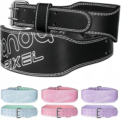 Weight Lifting Belt, Pixel Panda Leather Gym Belt for Women, 4 Inches Padded Lumbar Support for Ladies Fitness Squat Deadlift Heavy Duty Cross Training Gym Powerlifting Workout