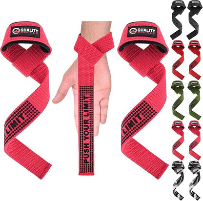 QTF Lifting Wrist Straps for Weightlifting, Gym Wrist Wraps Padded Wrist Support Wraps, Bodybuilding, Powerlifting, Deadlifting and Secure Grip