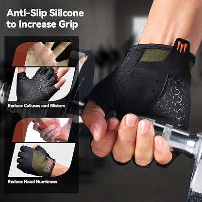 Workout Gloves for Women and Men, Breathable Weight Lifting Gloves, Grip & Shock Absorption, Full Palm Protection, for Gym Exercise, Fitness, Training & Cycling