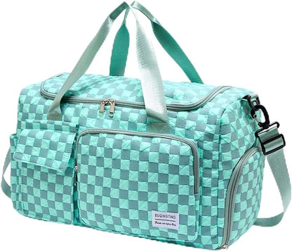 Small Gym Bag for Women, Travel Duffle Bag Carry On Weekender Bag with Shoe Compartment