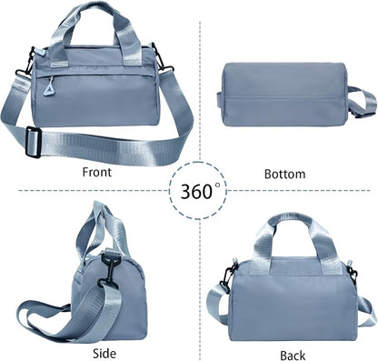 Mini Black Gym Bag Sport Bag Adjustable Small Duffle Bag Detachable Strap Gym Tote For Women Small Duffle Bag (Blue)