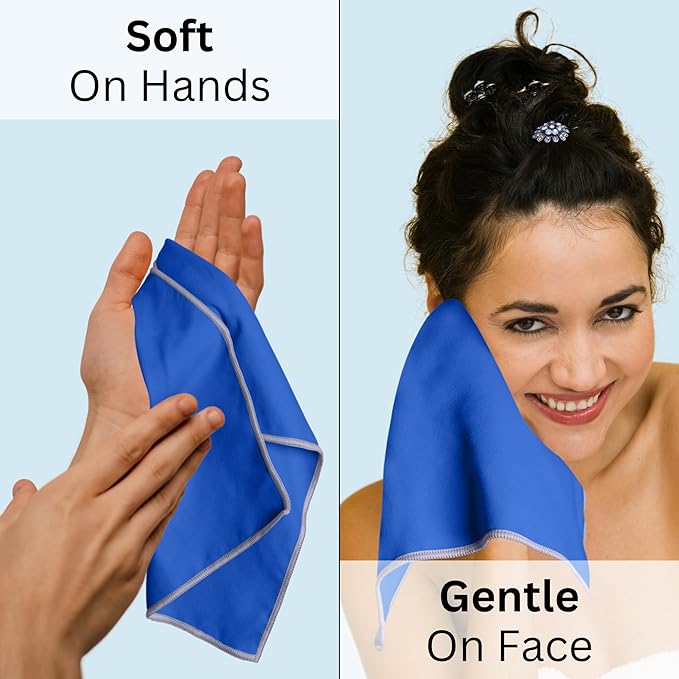 Backpacking Ultralight Quick Dry Microfiber Soft Fast Drying Hand and Face Towel Wash Cloth Camping Yoga Hiking Active Lifestyle Small (Blue, Small)