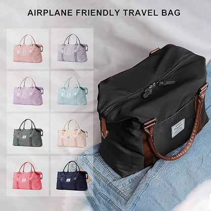 Sport Travel Duffle Bag Large Gym Tote Bag for Women, Weekender Bag Carry on Bag for Airplane, Ladies Beach Overnight Luggage Bag with Wet Pocket Black Large