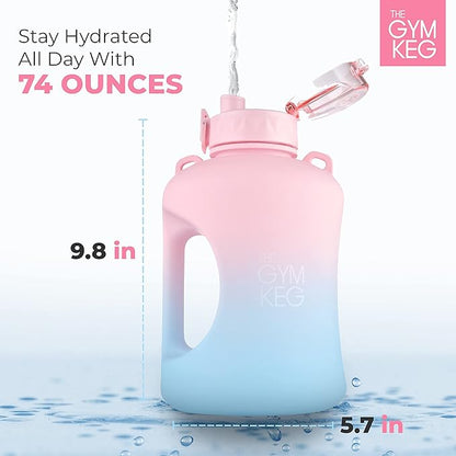 THE GYM KEG 1 Gallon Water Bottle (128oz) I 3.78l Big Water Jug I 128 oz Sports Bottle with Straw and Motivational Time Markings I Large Reusable Bottle | BPA-Free Plastic I Leakproof