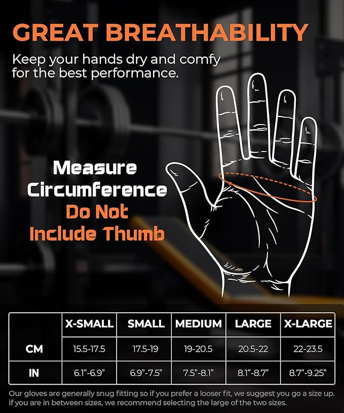 sunnex Weight Lifting Gloves with Extended Wrist Support - High-Grip Silicone Padded Gym Gloves for Men & Women, Breathable Fingerless Workout Gloves for Pull Ups, Training & Powerlifting (Black)