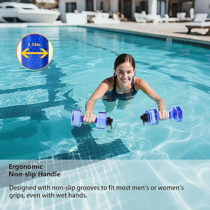 SIXRARI 2 PCS Water Weights for Pool Exercise – Upgraded Non-Slip PE Water Dumbbells, Adjustable Aqua Fitness Aerobics Equipment for Arm Toning, Aqua Therapy & Home Workouts