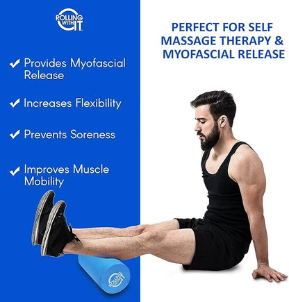 Rolling With It Foam Roller with High Density for Physical Therapy, Muscle Roller for Exercise and Muscle Recovery, Eco-Friendly Back Roller, Firm and Smooth Surface Massage Roller, Select Your Size