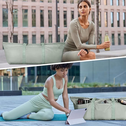 Large Yoga Mat Bag with Shoes Compartment and Wet Pocket Ladies Pilates Gym Tote Bag with Yoga Mat Holder Strap for Women Men Workout Carrier Stuff Accessories