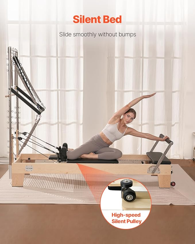 VEVOR Pilates Reformer Accessories for Home Gym, Include Reformer Box/Chair/Spine Corrector/Wall Mounted Machine/Jump Board/Foldable & Dual Resistance Springs