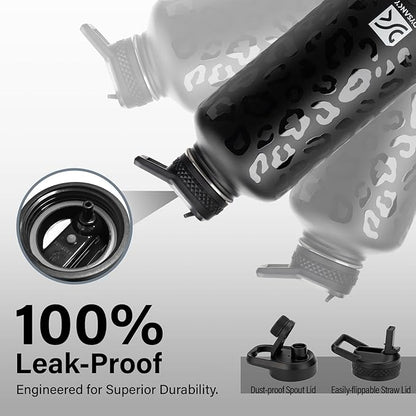 Insulated Water Bottle | Thickened Stainless Steel for Gym and Hiking with Straw, Carrier Bag, Handle Strap | BPA-Free 87 oz