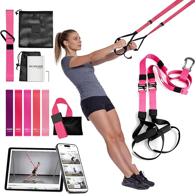 Home Resistance Training Kit - Full Body Workout Equipment with Suspension Straps, Handles & Door Anchor