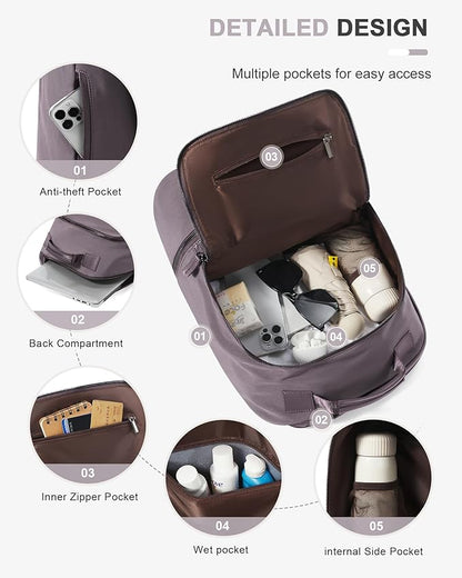 Gym Backpack for Women Waterproof Small Gym Bag With Shoe Compartment Sports Essentials Cheer Backpack with Wet Dry Pocket,Purple