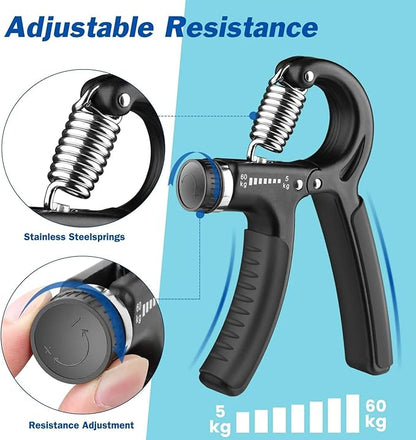 3-in-1 Fitness Power Pack - Resistance Bands Set 5 Pcs + Speed Jump Rope + Adjustable Hand Grip – Full Body Workout Combo for Cardio, Strength & Weight Loss at Home or Gym