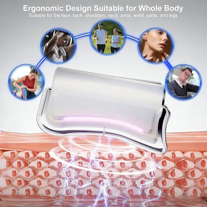 Heated Muscle Scraper Massage Tool,4 in 1 Electric Fascia Knife Gua Sha Tool for Whole Body Relaxation & Skincare with Light-Care 4 Modes 3 Levels, for Deep Tissue-White