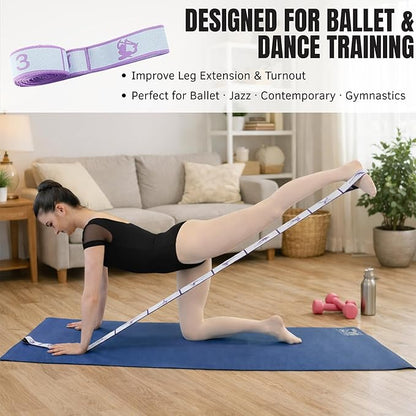 Danzcue Ballet Stretch Strap Set – Professional Dance Flexibility Trainer with Door Anchor, Extra Long Non-Slip Stretching Bands for Ballet, Jazz, Contemporary & Gymnastics