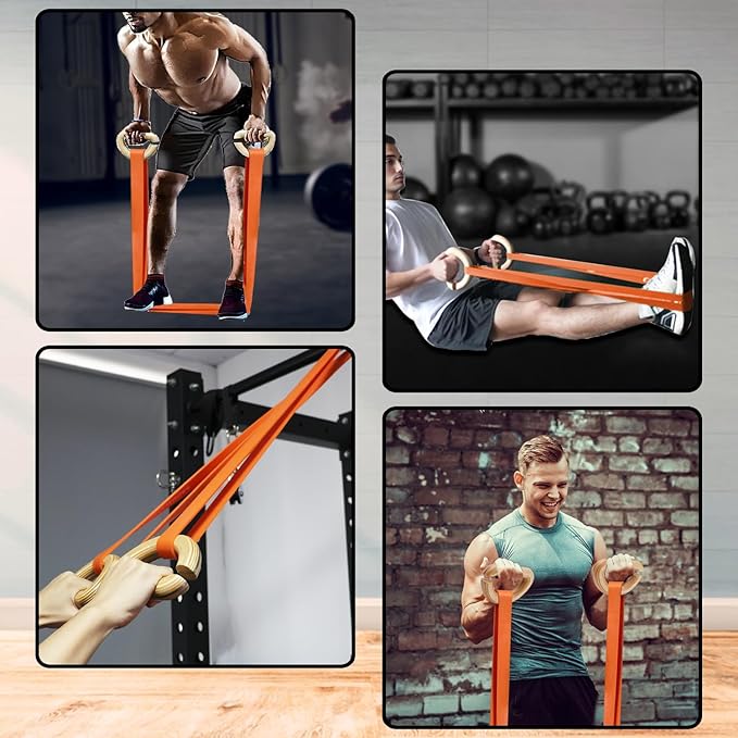 Lights Mountain Wooden Resistance Bands Handles Versatile Exercise Handles with Anti-Slip Grip Tapes for Elastic Band Workouts Home Gym Strength Training and Full-Body Workouts