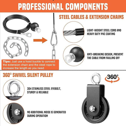 SERTT Weight Cable Pulley System Gym, with Upgraded 2 in 1 Loading Pin,for Tricep Pull Down, Bicep Curl, Shoulder, Back, Forearm Home Gym Equipment