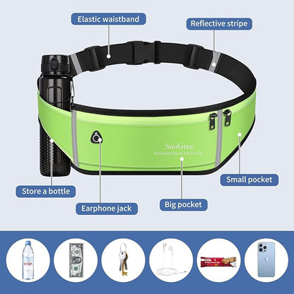 Slim Running Belt Fanny Packs for Women & Men Runners Pouch Waist Pack Phone Holder Large Crossbody Runners Bag Gear Accessories for Running Hiking Traveling Sports Adjustable Strap