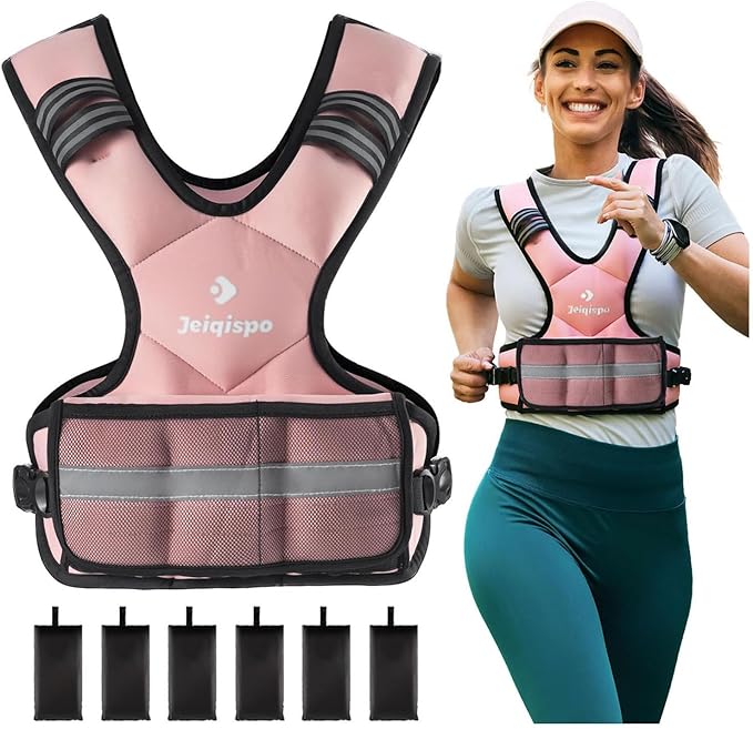 Adjustable Weighted Vest for Men and Women 4-10lb/11-20lb/20-32lb Vest with 6 Ironsand Weights, Adjustable Body Weight Vest Exercise Set for Strength Training,Cardio,Running, Walking