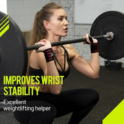 Slim Panda Wrist Wraps for Powerlifting & Weightlifting - Adjustable 18" Straps with Thumb Loops | Heavy Duty Wrist Support for Deadlift, Bench Press, Squats, 1 Pair