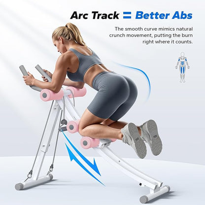 MERACH Dual Track Ab Machine, Adjustable Ab Trainer Machine, Ab Workout Equipment for Home Gym, Ergonomic Arc Track for Better Abs, Foldable Workout Machine for Full Body Workout Home Exercise (Black)