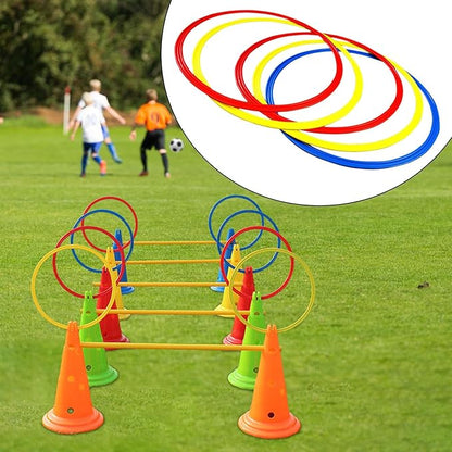 pistro Agility Training Rings Set of 12 Football Speed Ladder Cones Workout Equipment for Sports Training Home Gym Kids Exercise
