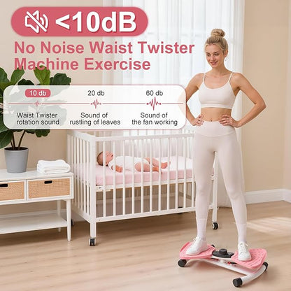 Waist Twister Machine Exercise, Ab Machine Adjustable Waist Twisting Fitness Tool，Noiseless Ab Twister Board for Women Men，Anti-Slip Home Gym Workout Equipment 300 lbs Weight Capacity