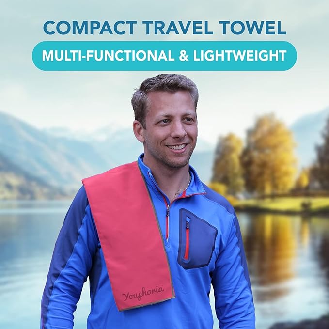 Youphoria Microfiber Travel Towel Fast Drying Lightweight - Quick Dry Towel for Camping, Beach, Backpacking, Hiking & Sport