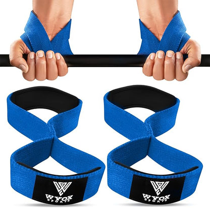 WYOX Figure 8 Weight Lifting Straps for Weightlifting Heavy Duty Deadlifting Workout Straps | Wrist Wraps Gym Equipment Gear Men Women PAIR