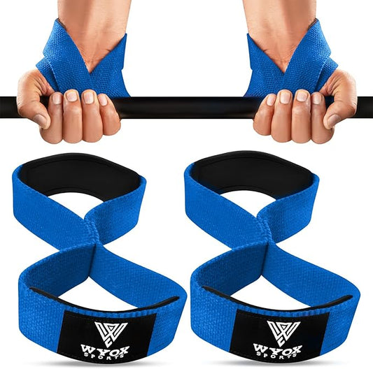 WYOX Figure 8 Weight Lifting Straps for Weightlifting Heavy Duty Deadlifting Workout Straps | Wrist Wraps Gym Equipment Gear Men Women PAIR