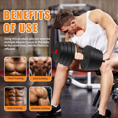 Adjustable Dumbbell Set 25/45/75/90LB, Changeable Dumbbell Set with Connecting Rod 4 in1 Dumbbells Set Used as Barbell, Kettlebells, Push up Bar, Fitness Exercises for Home Gym Suitable Women