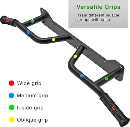 SELEWARE Heavy Duty Welded Pull Up Bar, Versatile Doorway Wall Mount, Joist Mounted, and Ceiling Mounted Chin Up Bars, Thick Metal Sturdy Construction for Full Body Workouts Support 500 lbs