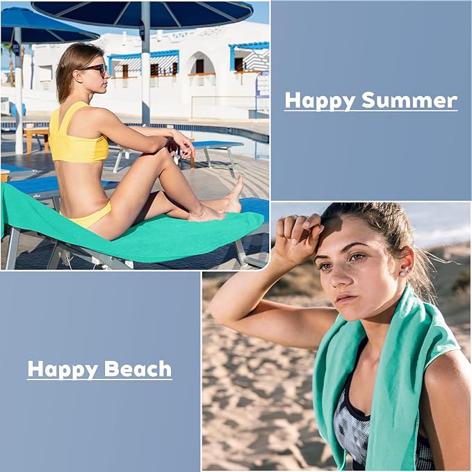 Tian qing Microfiber Camping Towel Set, 2 Pieces, Fast Drying, Soft Touch, Lightweight, Multiple Sizes for Beach, Gym,Hiking, Pool, Yoga,Travel,Turquoise