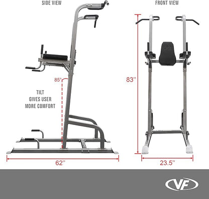Valor Fitness Power Tower Dip Station - Functional Workout - Pull Ups Chin Ups Knee Raises Leg Raises Dips Machine Push Ups - Home Gym Strength Training Equipment