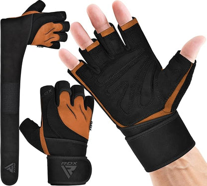 RDX Weight Lifting Workout Gloves with Wrist Support, 50 CM Long Wrist Straps, Anti Slip Padded Palm, Breathable Gym Grip for Fitness Training Powerlifting, Men Women Bodybuilding Exercise