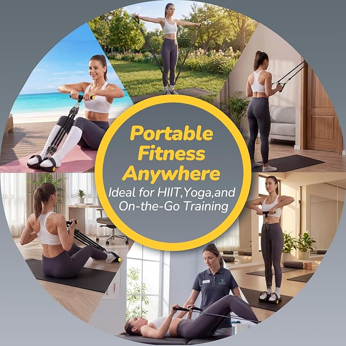 Upgrade Foot Pedal Resistance Bands with Handles, 4 Tube Adjustable Resistance Bands for Abdomen, Waist, Arm, Core/ABS, Leg Workout - Stirrup Puller for Men Women for Full Body Workout