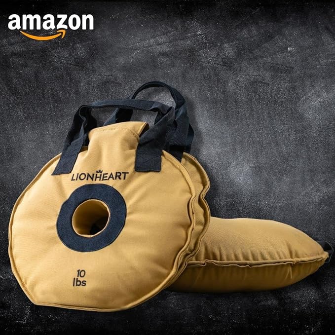 Lionheart Sand Bag Weight Plates Set | Sandbags for Working Out | Home Gym Bumper Plates | Travel-Friendly Sandbag for Fitness & Weight Training | Unfilled 10, 15, 25, 35, 45 lb Plates (Set of 2)