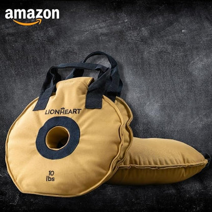 Lionheart Sand Bag Weight Plates Set | Sandbags for Working Out | Home Gym Bumper Plates | Travel-Friendly Sandbag for Fitness & Weight Training | Unfilled 10, 15, 25, 35, 45 lb Plates (Set of 2)