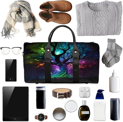 Travel Duffel Bag Tree Of Life Universe Sport Tote Gym Bag Waterproof Foldable Carryon Weekend Overnight Training Handbag Sports Duffle Bags for Women Men Boys Girls