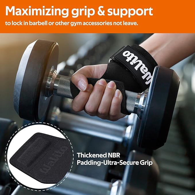 Weight Lifting Wrist Strap，Double Layer Leather Wrist Wraps with Neoprene Padding for Weightlifting & Deadlifts – Adjustable Gym Straps for Men & Women