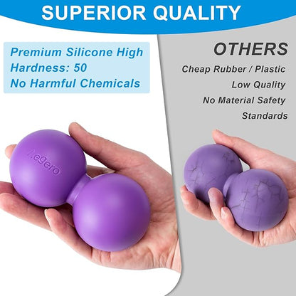 Peanut Massage Ball-Double Lacrosse Massage Ball, Mobility Ball for Myofascial Release,Yoga Therapy,Trigger Point Therapy,Muscle Knots and Acupoint Massage (Grey Firm Ball)