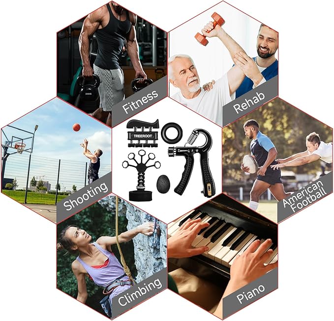 10PCS Grip Strength Trainer Kits, Hand Gripper Strengthener, Forearm Strengthener, Forearm Exerciser, Finger Grip Strengthener, Wrist Strengthener, Stress Relief Ball, Grip Ring, for Muscle Building, Hand Exercisers for Therapy