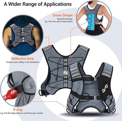Sportneer Weighted Vest Woman: 8lb/12lb/15lb/20lb/25lb Weight Vest for Walking with Phone Bag, Adjustable Women Weighted Vest for Running Rucking Vest for Jogging Strength Training Weight Loss