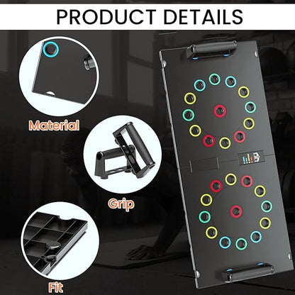 NAYSAYE Push-Up Board, Multi Functional Pilates Board with 4 Color, Push-Up Board Portable with Handle for Muscle Building, Home Fitness,12 Holes, 30 Holes