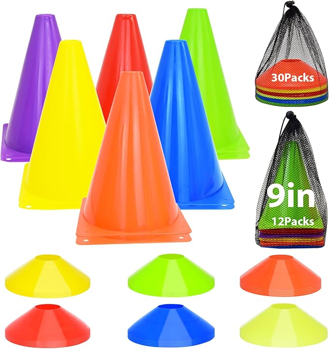 Soccer Cones Set, 84/42Pcs 7"/9" Cones Sports + Disc Cones, Cones for Sports with Carry Bag, Training Cones, Soccer Cones for Training, Plastic Soccer Cones for Drills