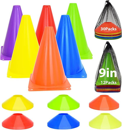 Soccer Cones Set, 84/42Pcs 7"/9" Cones Sports + Disc Cones, Cones for Sports with Carry Bag, Training Cones, Soccer Cones for Training, Plastic Soccer Cones for Drills