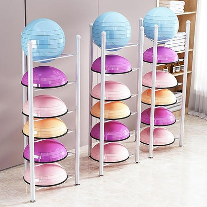 Balance Ball Half Rack, Iron Exercise Balls Holder for Home Gym, Floor Stand Balance Trainer Shelf