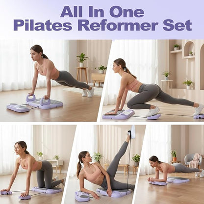 Pilates Board, 6-in-1 Pilates Reformer for Core & Full Body Workout, Portable Home Gym Equipment with Smart LED Digital Display, Pilates Trainer for Women, Beginners